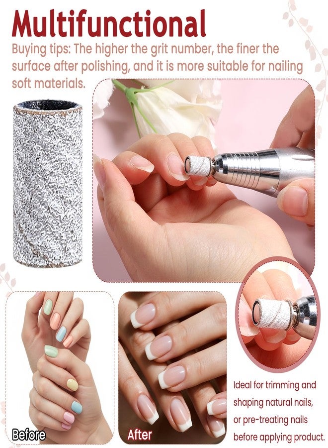 Alrhso 200 Pcs Nails Sanding Band 180 Grit Mini Sanding Band with 2 Pcs 3/32” Nail-Sanding Bit for Natural Nail, Gel Nail, Acrylic Nails, Manicure and Pedicure - Image 4
